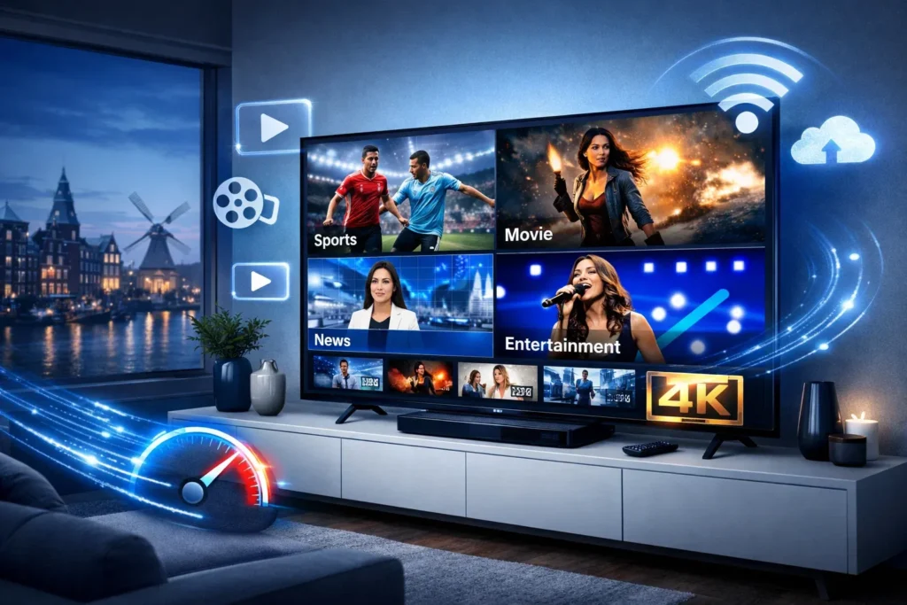 Smart TV streaming IPTV channels in the Netherlands with GetIPTV.vip in 4K quality